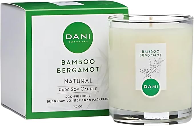 DANI Naturals Soy Candle - Bamboo Bergamot Scented, Kosher, Non-Toxic, Long-Lasting Pure Soy Candle - 7.5 oz