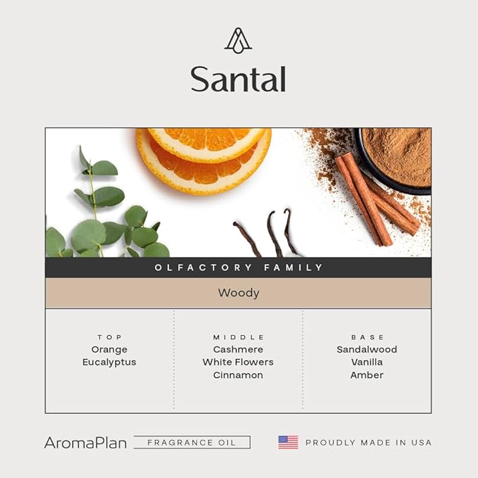 AromaPlan Hotel Scents Santal 5 Fl Oz (2 Pack), Luxury Aroma & Hotel Fragrance Diffuser Oil- Hotel Diffuser Oil for Aromatherapy- USA Made, Bigger Bottle, Bolder Aroma & Longer Lasting