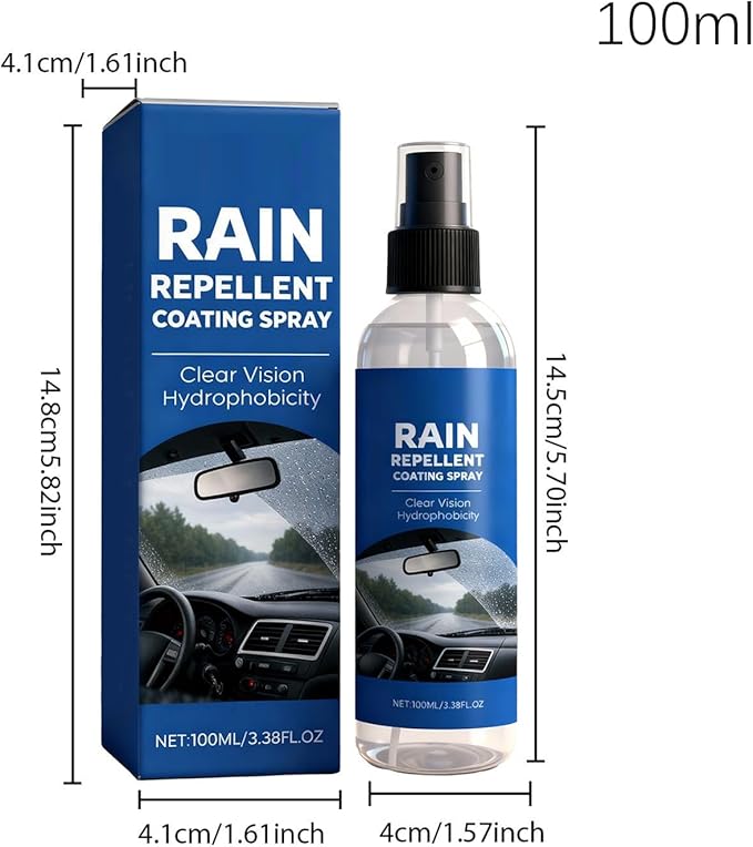 Hydrophobic Rain Guard, Anti-Fog Car Windshield Protector, 100ml Automotive Glass Cleaner and Rain Repellents, Sturdy Liquid Vehicle Accessory, Truck SUV RV Window and Mirror Protection