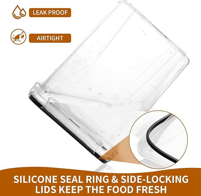 HKJ Chef 4 Pack Large Airtight Food Storage Containers with Lids (5.2L / 176oz), BPA Free Plastic Kitchen and Pantry Organization Contianers for Cereal Flour and Sugar Storage, Labels & Marker