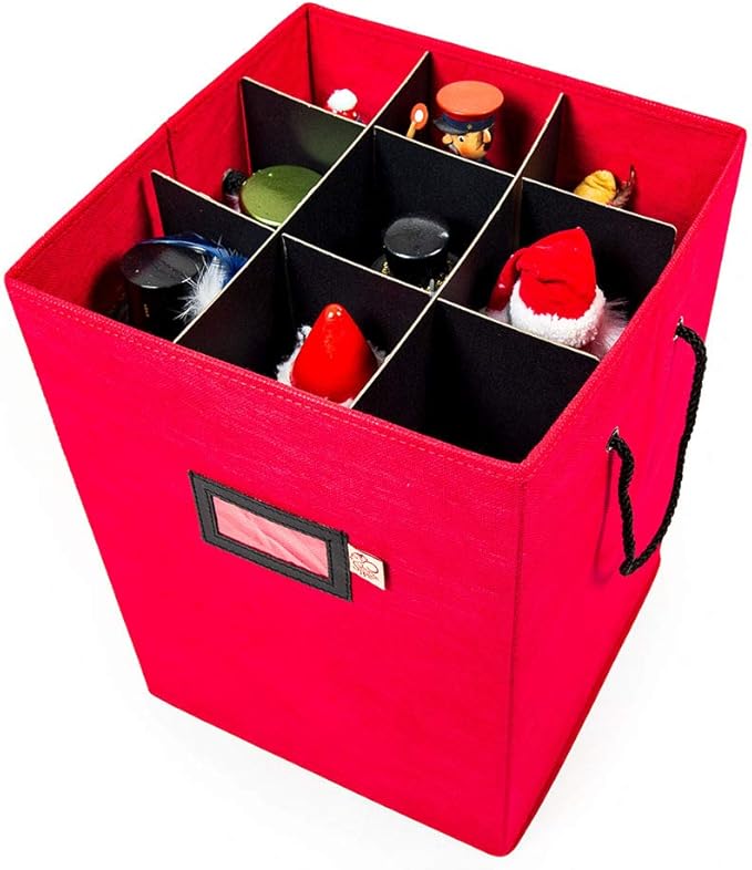 [16 Inch Tall Nutcracker and Figurine Collectibles Storage Boxes] - Large Ornament Bag for Holiday Decor Storage - Great for Storing 9 Carolers, Santa Figure, or Nut Cracker Ornaments
