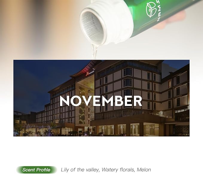 November - Diffuser Essential Oil - Luxury 5-Star Hotel Inspired Scent, 3.38 Fl Oz Fresh Melon & Lily Blend with Cucumber Notes, Long Lasting Air Freshener for Home Spa