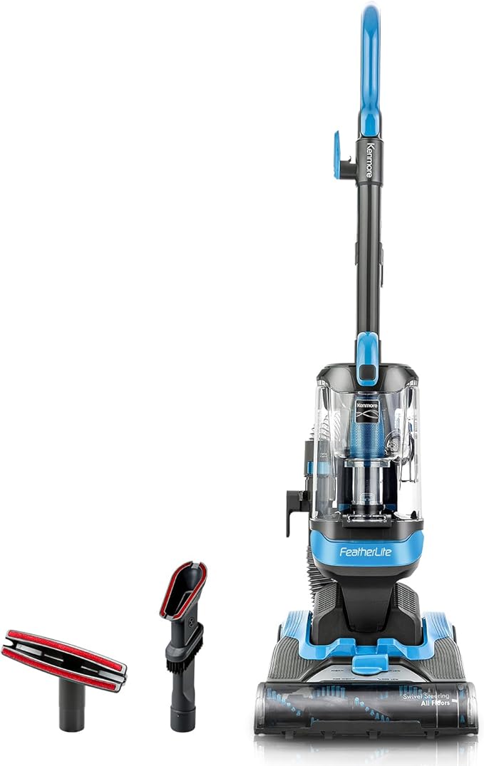 Kenmore DU1040 Featherlite Bagless Upright Vacuum Lightweight Cleaner with 4 Height Adjustment, Swivel Steering Design, 2 Cleaning Tools for Carpet and Hard Floor, Blue