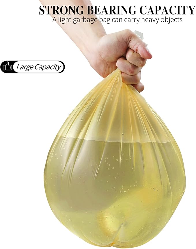 5 Rolls Small Trash Bags - 200 Counts Durable 4 Gallon Small Garbage Bags for home office kitchen Bathroom Bedroom Trash Can liners（Golden）