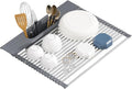 KEGFRES Roll Up Dish Drying Rack Over Sink, 17.5" x 15.2" Foldable SUS304 Stainless Steel Kitchen Dish Drainer, Heat-Resistant Multipurpose Rolling Sink Rack Organizer,Grey