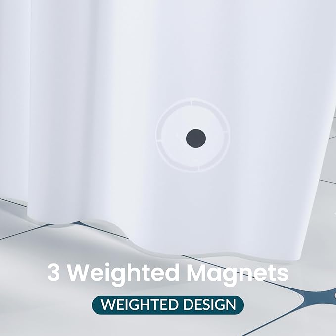 Titanker White Shower Curtain Liner 72 x 72 Plastic Shower Liner Washable Inside Shower Curtain Liner PEVA Shower Curtains for Bathroom with Magnets and Rustproof Metal Grommet Holes