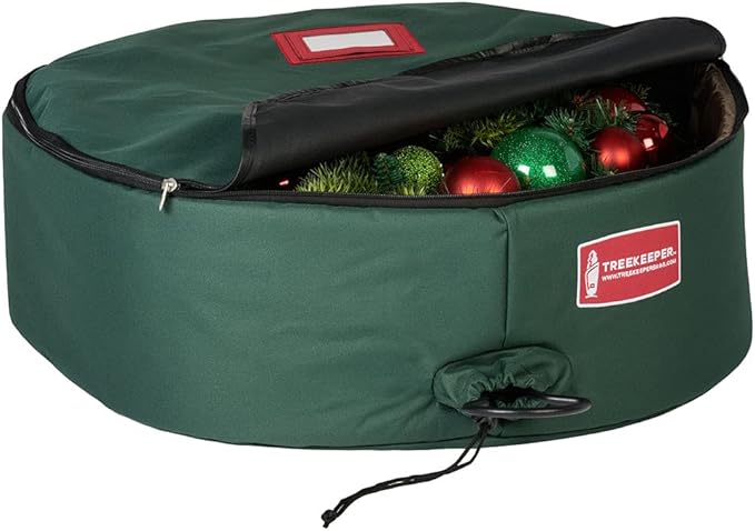 [60 Inch Wreath Storage Container] - for Christmas Wreath up to 60 Inches in Diameter | Bag Hooks Directly to Your Wire Wreath Frames to Prevent Sagging and Deformed Wreaths | Tree Keeper (60-Inch)