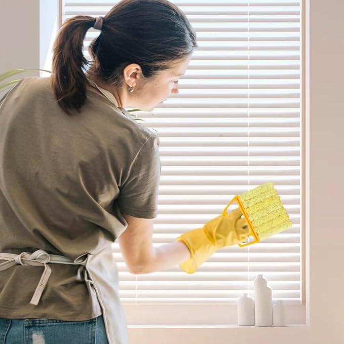 hoehew 4PC Blind Cleaner Duster Tool, 2025 Upgrade Window Venetian Microfiber 7 Finger Duster Brush Dusting Cleaner Tools for Window Shutters Air Conditioner Vinyl Wood Blinds with 4 Cloth Cover (A)