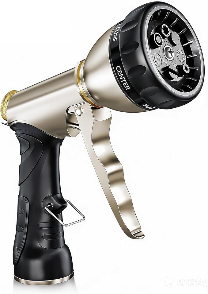 ARXIVE Garden Hose Nozzle,Heavy Duty High Pressure Hand Sprayer,100% Metal Water Hose Sprayer Nozzle with 7 Spray Patterns for Watering Garden,Lawns,Car Washing and Pet Washing