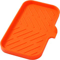 MicoYang Silicone Bathroom Soap Dishes with Drain Spout-Bathroom and Kitchen Sink Organizer,Sponge Holder,Dish Soap Tray,Perfect for Dispenser,Scrubber,Bottle,Cup on Sink or Counter-Orange 9.6"×5.3"
