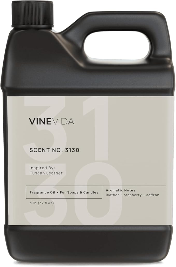 VINEVIDA Scent NO. 3130 Fragrance Oil - 32oz (2lbs) - Inspired by: Tuscan Leather Fragrance Oil for Candle Making - Made in USA Candle Scents Scents for Soap Making