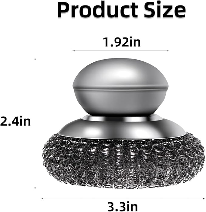 Ahasyyinan 6 Pcs Steel Wool Scrubber, Stainless Steel Scrubber Pads for Cleaning Dishes, Cast Iron, Grill, Stove, Oven, Sink, Stubborn Messes (2 Scrubber + 4 Pads)
