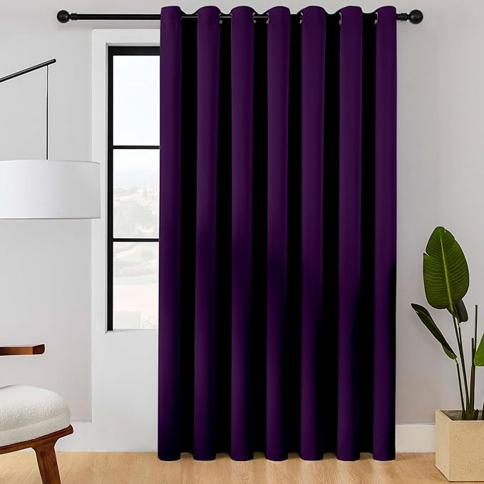 ChrisDowa Room Divider Curtain 108 Inches Long, Wide Blackout Sliding Door Curtain for Bedroom, Room Darkening Privacy Window Curtain for Patio Door (1 Panel Set, Royal Purple, 100 x 108 Inch)