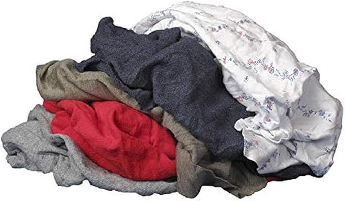 Buffalo Industries (10080PB) Recycled Multicolored T-Shirt Cloth Rags, 4 lb. bag, All-Purpose Rag for Cleaning, Paint Spills and Cleanup, Staining, Polishing, Dusting, Made from Recycled Materials