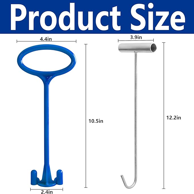 RunNico Skimmer Basket Handle,Universal Pool Skimmer Baskets Hook Tool with Handle,Inground Swimming Basket Handle Cleaning Tool for Debris Removal,Keep Hands Clean and Safe Supplies