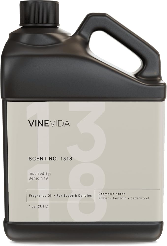 VINEVIDA Scent NO. 1318 Fragrance Oil - 1 Gallon (8lbs) - Inspired by: Benjoin 19 Fragrance Oil for Candle Making - Made in USA Candle Scents Scents for Soap Making