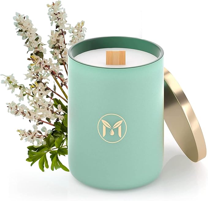 MyrrhUSA Ocean Breeze Scented Candle – 15 oz Natural Soy Wax with Crackling Wooden Wick & Essential Oils | 80 Hour Burn | Luxury Aromatherapy Candle for Relaxation, Home Décor, Living Room & Bathroom