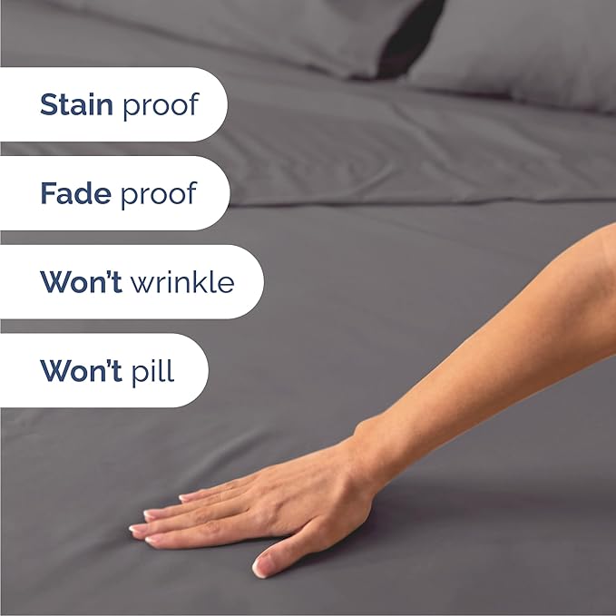 Cal King 6 Piece Sheet Set - Comfy Breathable & Cooling - Ultra Soft Hotel Luxury Bedding Set w/ 8-16 Inch Deep Pockets - 1 Flat & 1 Fitted Sheet & 4 Pillowcases - Wrinkle Free & Easy Care - Dark Grey