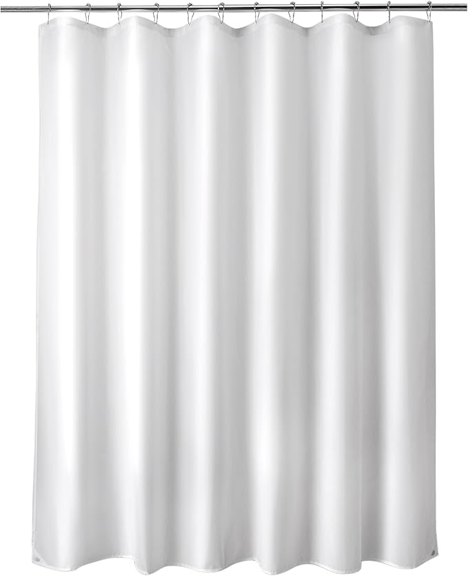 Titanker Fabric Shower Curtain Liner Washable, 72 x 78 Inches, White Shower Liner Fabric with 2 Magnets, Polyester Long Bathroom Shower Curtain Liner Waterproof Soft Lightweight, White