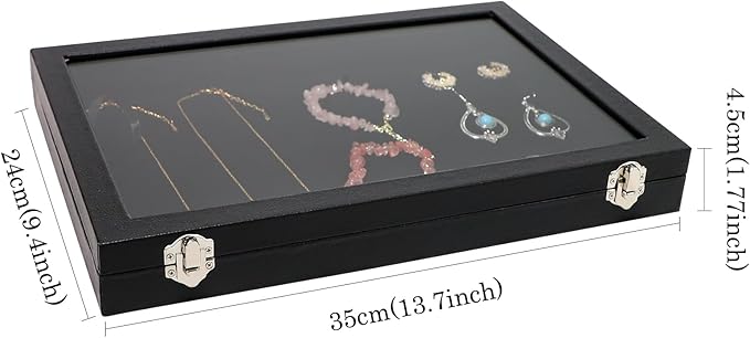 Wudygirl Jewelry Organizer Velvet Jewelry Tray Showcase Display Case Storage Necklace Bracelet Ring Earring Organizer Box Stackable Clear Lid Lock(Multi Jewelry Box)