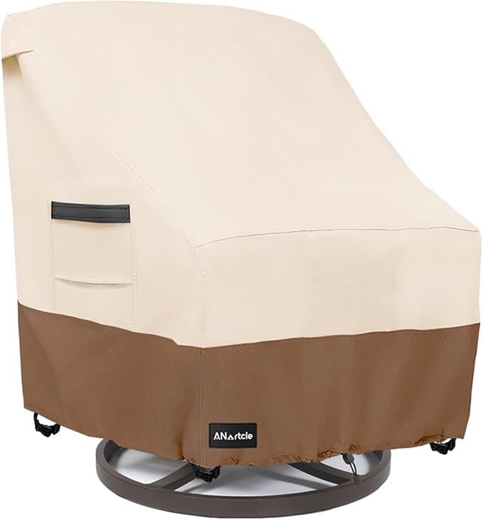 Patio Chair Covers,600D Waterproof Heavy Duty Outdoor Lawn Patio Furniture Covers,Patio Swivel Chair Covers for Outdoor Furniture,(30W x 34D x 36H inches) Beige&Brown
