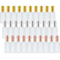 Roshtia 30 Pcs 3.4 oz/ 100 ml Gold, Silver, Rose Gold Glass Spray Bottle Refillable Perfume Atomizer Clear Decorative Empty Bottles with Fine Mist Sprayer Pump for Face Body Travel