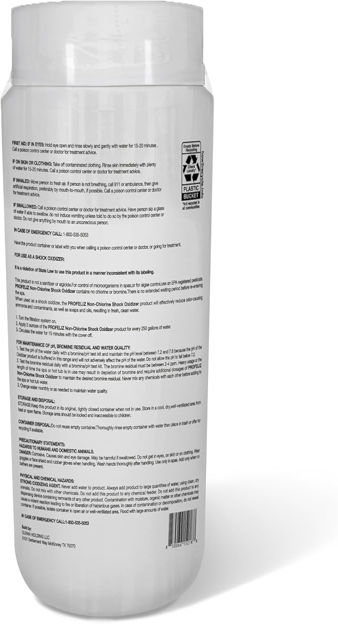 Profeliz Non Chlorine Shock for Hot Tub & Spa,Chlorine-Free Shock Oxidizer, Fast-Acting,Clear Cloudy Water,2.75lb