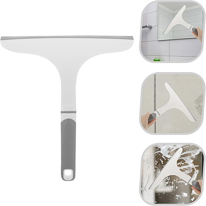 Glass Squeegee Window Cleaner Small Shower Squeegee with Short Handle for Home Glass, Mirror, Tile Cleaning Tool, Car and Bathroom Use