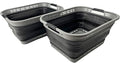 SAMMART 42L (11 Gallons) Collapsible Plastic Laundry Basket - Foldable Pop Up Storage Container/Organizer - Portable Washing Tub - Space Saving Hamper/Basket [BPA Free] (Grey/Black (Set of 2))