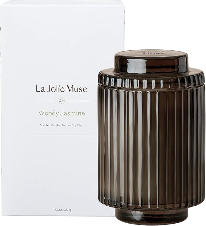 LA JOLIE MUSE Santal Himalayen Candle, Amber Scented Candles Gifts for Women, Natural Soy Candle, Candles for Home Scented, Luxury Glass Jar Candles for Home Decor, 60 Hours Long Burning, 11 Oz