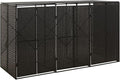 Triple Wheelie Bin Shed Garbage Can Storage Shed, PE Trash Container Management Unit, Outdoor Patio Recycling Dustbin Trash Shed, Black 81.5"x31.5"x46.1" Poly Rattan