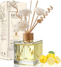 Lemon Reed Diffuser Set - 6.7 oz Glass Bottle with 4 Rattan Sticks, 3 Dried Flowers | Adjustable, Long-Lasting Scent for Home, Bedroom, Living Room, Office, Bathroom | Aromatherapy Gift Set