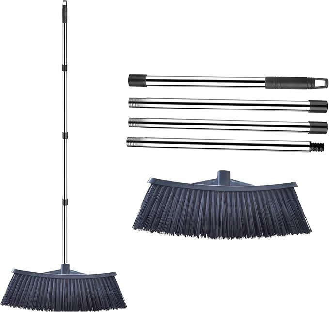 Heavy-Duty Outdoor Broom with 62-Inch Stainless Steel Handle - 36-Inch Wide Plastic Broom Head for Garage, Yard, Sidewalk - No Bend Sweeping, Durable & Lightweight