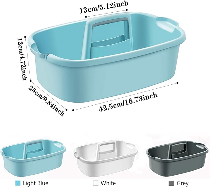 Haundry Large Cleaning Supplies Caddy with Handle, Plastic Storage Bucket Organizer for Cleaning Products, Shower Caddy Basket for Car, Dorm, Bathroom, Garden, Kitchen - Blue