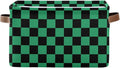 ALAZA Black Green Checkered Foldable Storage Box Storage Basket Organizer Bins with Handles for Shelf Closet Living Room Bedroom Home Office 1 Pack