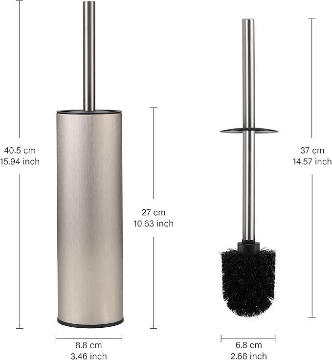 KLDKLD Toilet Brush and Holder Set Premium Material Toilet Bowl Cleaner Free Standing Toilet Bowl Brush and Holder 1pack Brushed Nickel