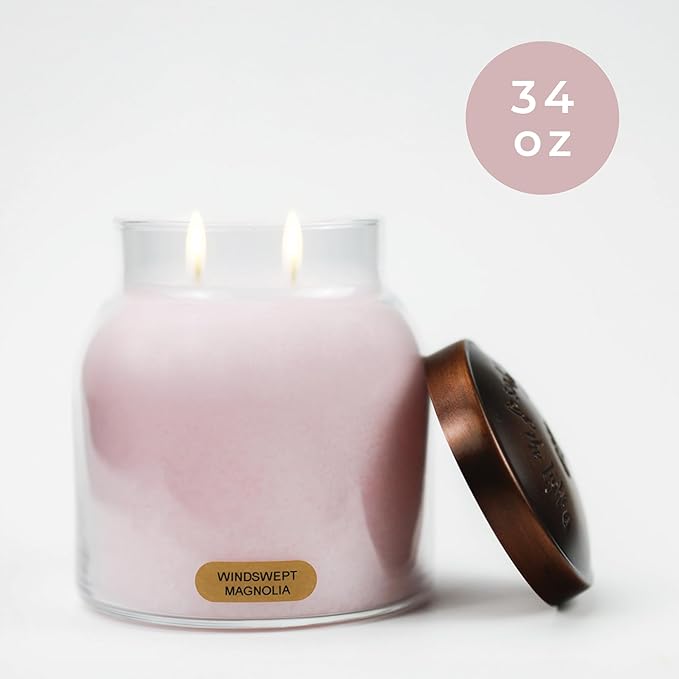 A Cheerful Giver - Windswept Magnolia - 34oz Papa Scented Candle Jar with Lid - Keepers of The Light - 155 Hours of Burn Time, Gift for Mother's Day, Spring Scented Candles