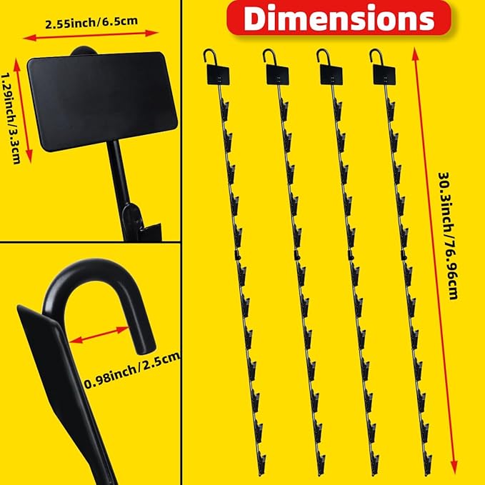 Hanging Merchandise Strips with Hooks Chip Display Rack Stands Potato Bag Holder 12 Clips for Retail Displaying Label Headers Greeting Card Party Vendors Snack Candy Portable Organizer Storage 6 Pack