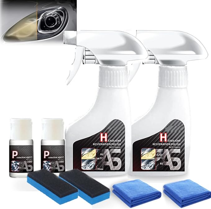 Estytop Headlight Restoration Polish,Headlight Refurbished Suit (2SET)