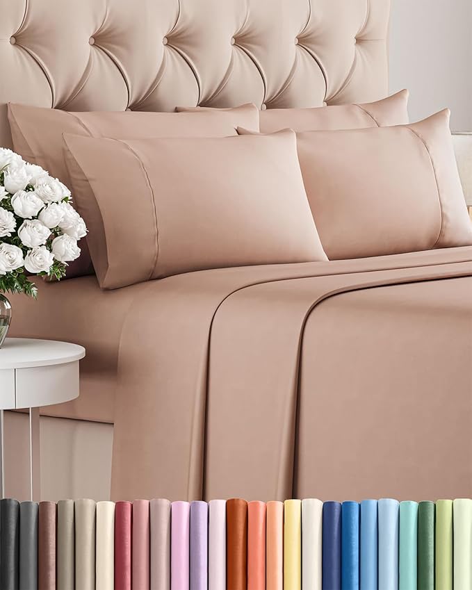 Queen 6 Piece Sheet Set - Comfy Breathable & Cooling - Ultra Soft Hotel Luxury Bedding Set w/ 8-16 Inch Deep Pockets - 1 Flat & 1 Fitted Sheet & 4 Pillowcases - Cozy, Wrinkle Free & Easy Care - Mauve