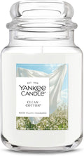 Yankee Candle Clean Cotton, Scented Candle, 22oz Large Jar with up to 150 Hour Burn Time, Giftable, Birthdays