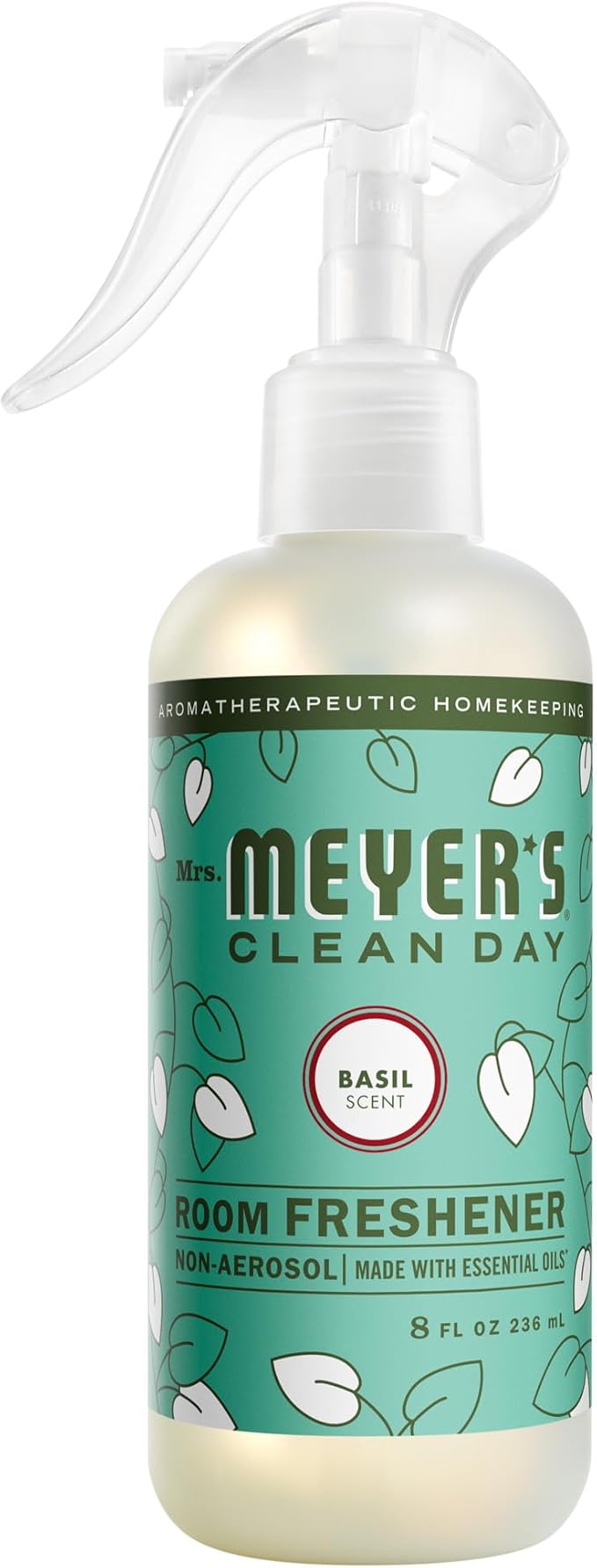 MRS. MEYER'S CLEAN DAY Room and Air Freshener Spray, Non-Aerosol Spray Bottle Infused with Essential Oils, Basil, 8 fl. oz