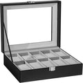 Uten Watch Box with 10 Slots, Watch Box for men, Watch Display Case, Watch Storage Box with Removable Cushion, Metal Clasp, PU Leather