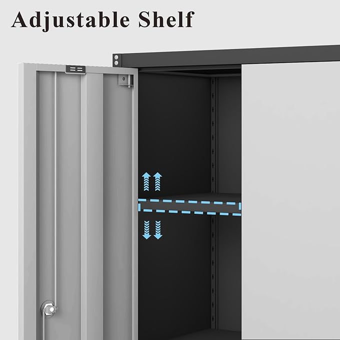 Metal Storage Cabinet, 28" Wall Mount Storage Cabinets with Locking Doors and Shelf, Metal Garage Tool Storage Cabinets for Laundry Room, Kitchen, Pantry