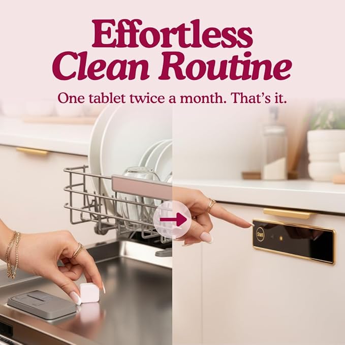 Dishwasher Cleaner And Deodorizer Tablets - 1 Year Supply Lemon Citrus Dishwasher Cleaning Tablets - Deep Cleaning Removes Limescale and Odors - Eco-friendly Dish Washer Machine Cleaner - Septic Safe