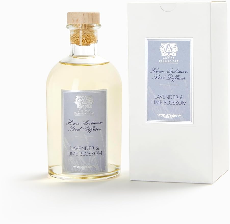 Antica Farmacista Home Ambiance Diffuser - Long-Lasting Reed Scent Diffuser - Luxury Room Freshener Gift - Lavender & Lime Blossom, 8.45 fl oz