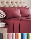 Full 6 Piece Sheet Set - Comfy Breathable & Cooling - Ultra Soft Hotel Luxury Bedding Set w/ 8-16 Inch Deep Pockets - 1 Flat & 1 Fitted Sheet & 4 Pillowcases - Wrinkle Free and Easy Care - Burgundy