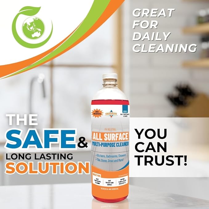 Groutastic All-Surface Daily Cleaner – Streak-Free Multi-Surface for Tile, Stone, Countertops, Stainless Steel & More, PH-Neutral, Residue-Free