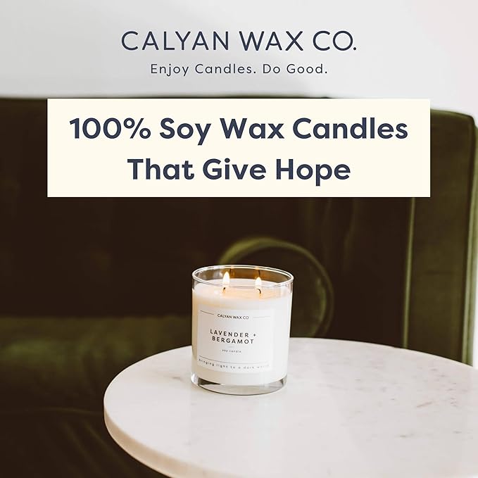 Calyan Wax Co. Rose & Peony 2 Wick Scented Candle - 37 Hour Burn - Luxury Non Toxic Soy Wax Candles - Long Lasting Large Glass Jar Candle for Home - 8.8oz