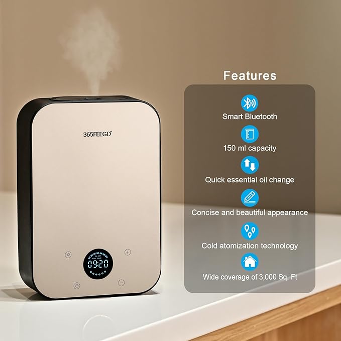 Aromatherapy Diffuser, Waterless Diffuser for Home Use, Simple and Intelligent Essential Oil Diffuser, Large Capacity Diffuser, Large Space Atomized Diffusion System (Black Gold)